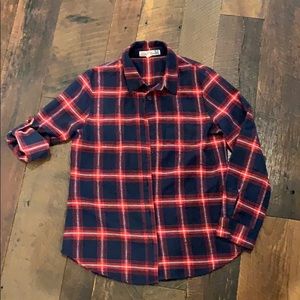 Girls flannel plaid button down shirt